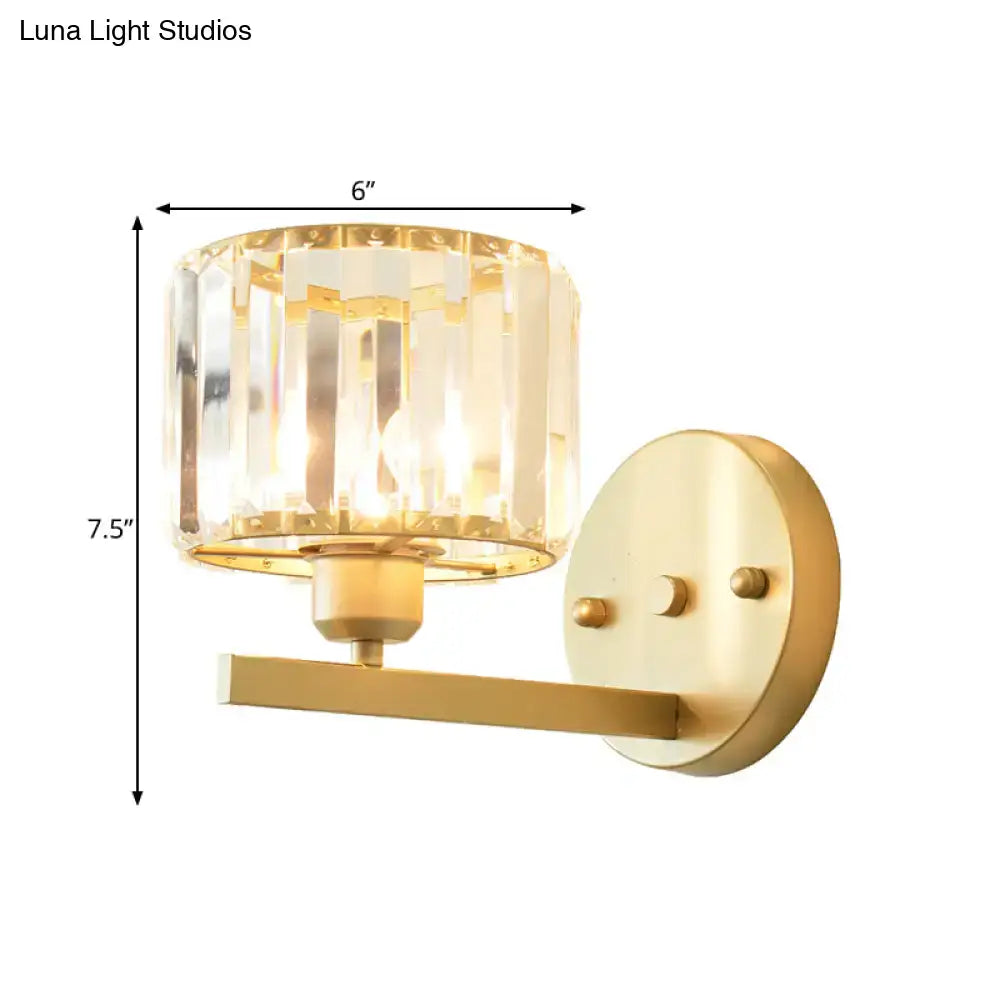 Decorbites Gold Crystal Block Light wall sconce, 6" wide x 7.5" tall, gold finish on Tampa Home & Garden Store