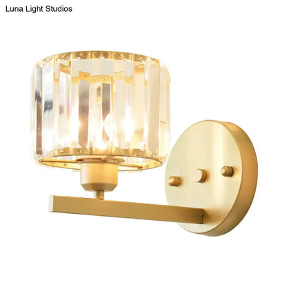 Gold Crystal Block Light wall sconce with faceted crystal shade and gold finish on Tampa Home & Garden Store
