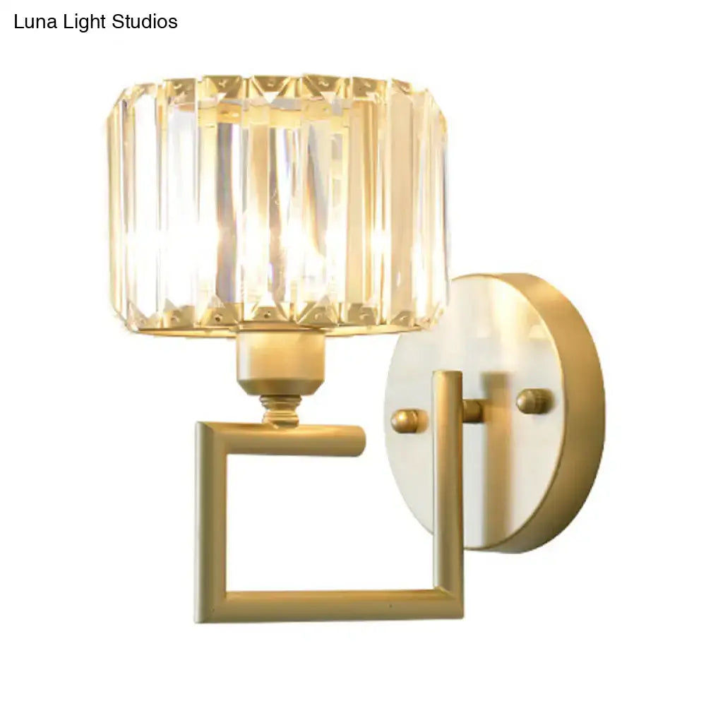 Gold Crystal Block Light wall sconce with gold finish and ribbed crystal shade Decorbites on Tampa Home & Garden Store