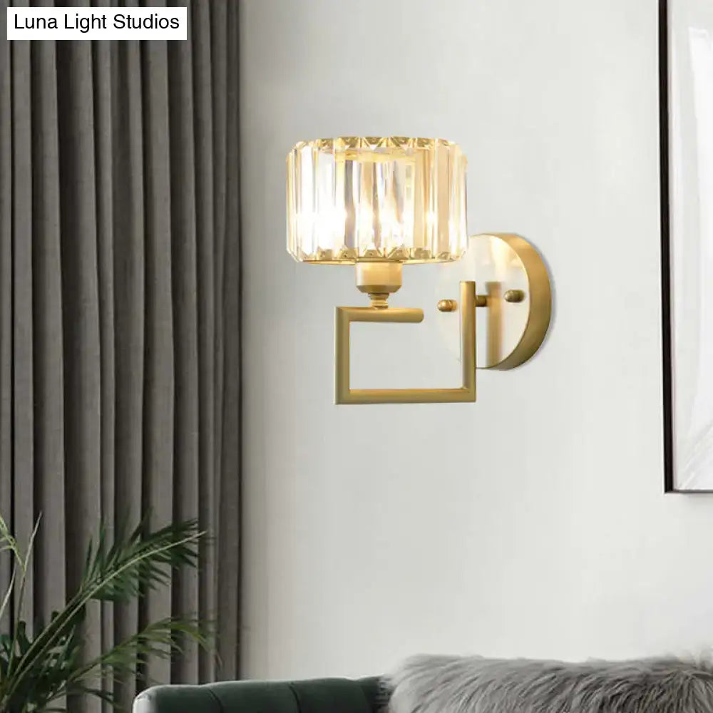 Gold Crystal Block Light wall sconce by Decorbites with crystal shade on Tampa Home & Garden Store