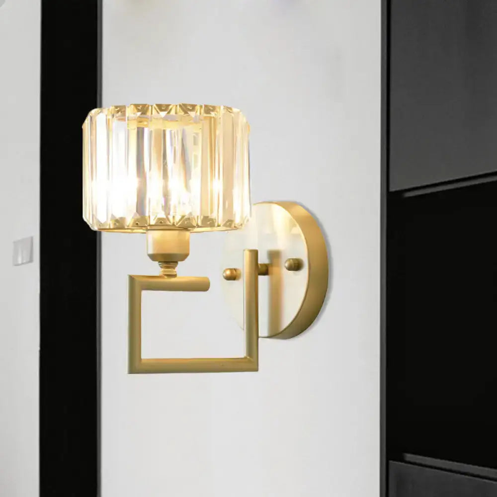 Gold Crystal Block Light wall sconce brass finish with crystal shade Decorbites on Tampa Home & Garden Store