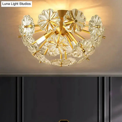 Gold Crystal Bouquet Flushmount light with clear crystal flowers and gold stems Decorbites on Tampa Home & Garden Store