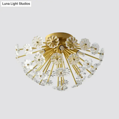 Gold Crystal Bouquet Flushmount ceiling light, Decorbites, gold spokes with crystal flowers on Tampa Home & Garden Store