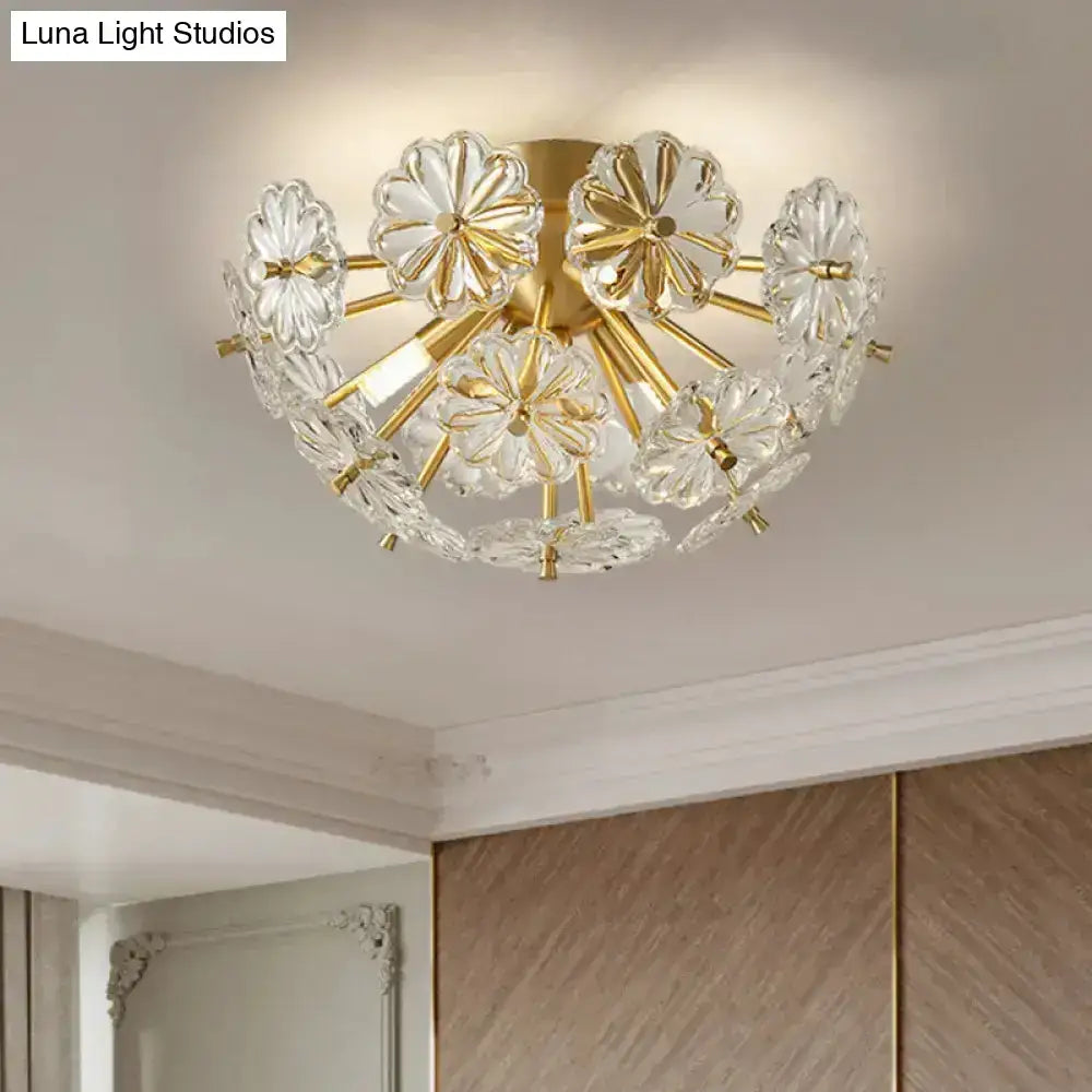 Gold Crystal Bouquet Flushmount ceiling light with crystal flowers and gold accents Decorbites on Tampa Home & Garden Store