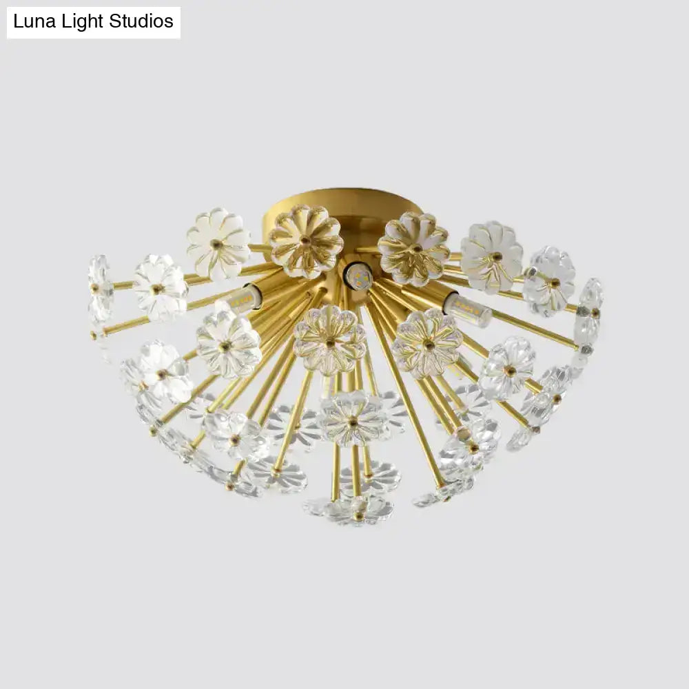 Gold Crystal Bouquet Flushmount ceiling light with crystal flower accents on Tampa Home & Garden Store