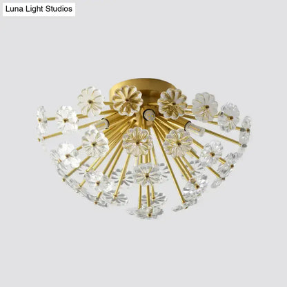 Gold Crystal Bouquet Flushmount ceiling light with crystal flower accents on Tampa Home & Garden Store