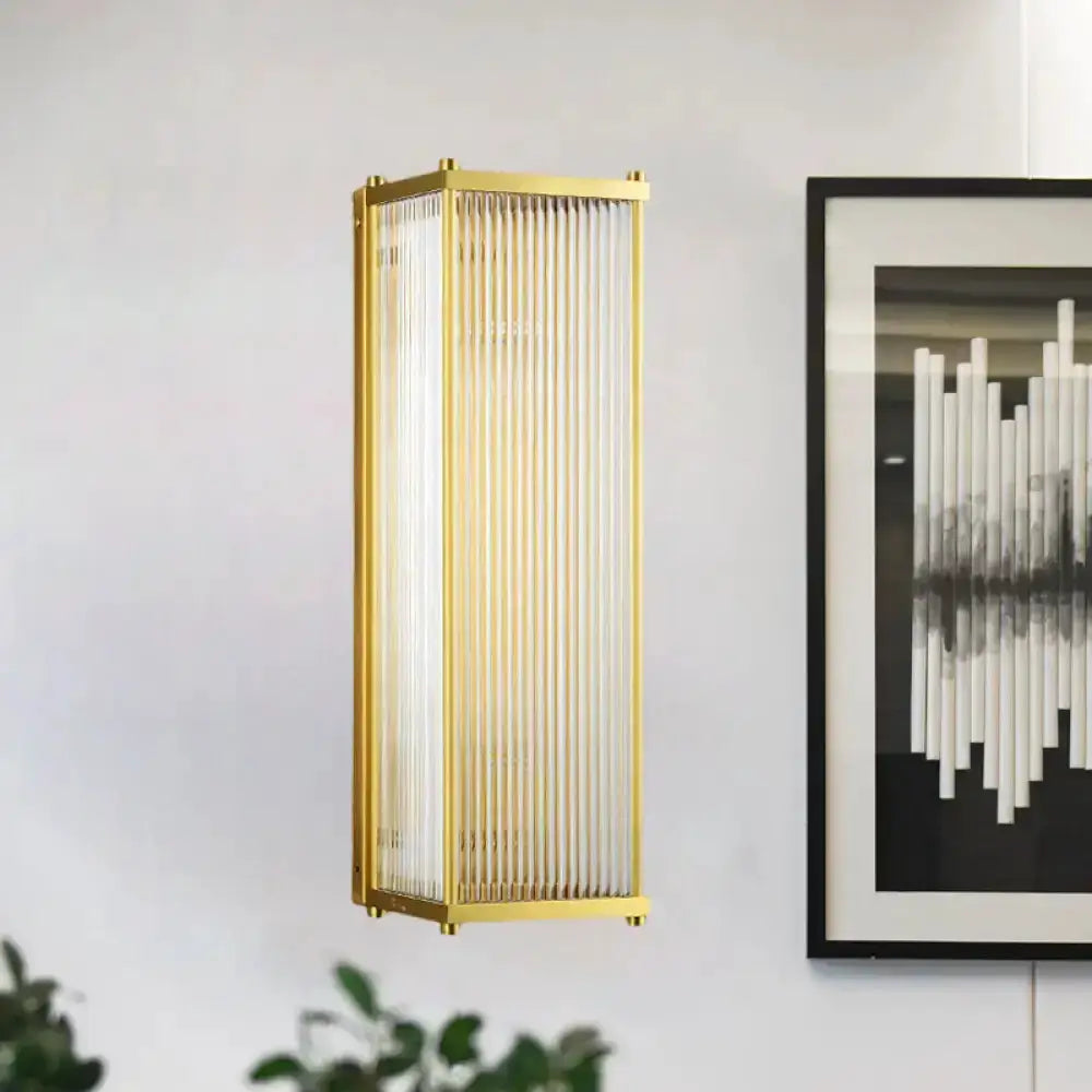 Modern Gold Crystal Cuboid Wall Sconce Light