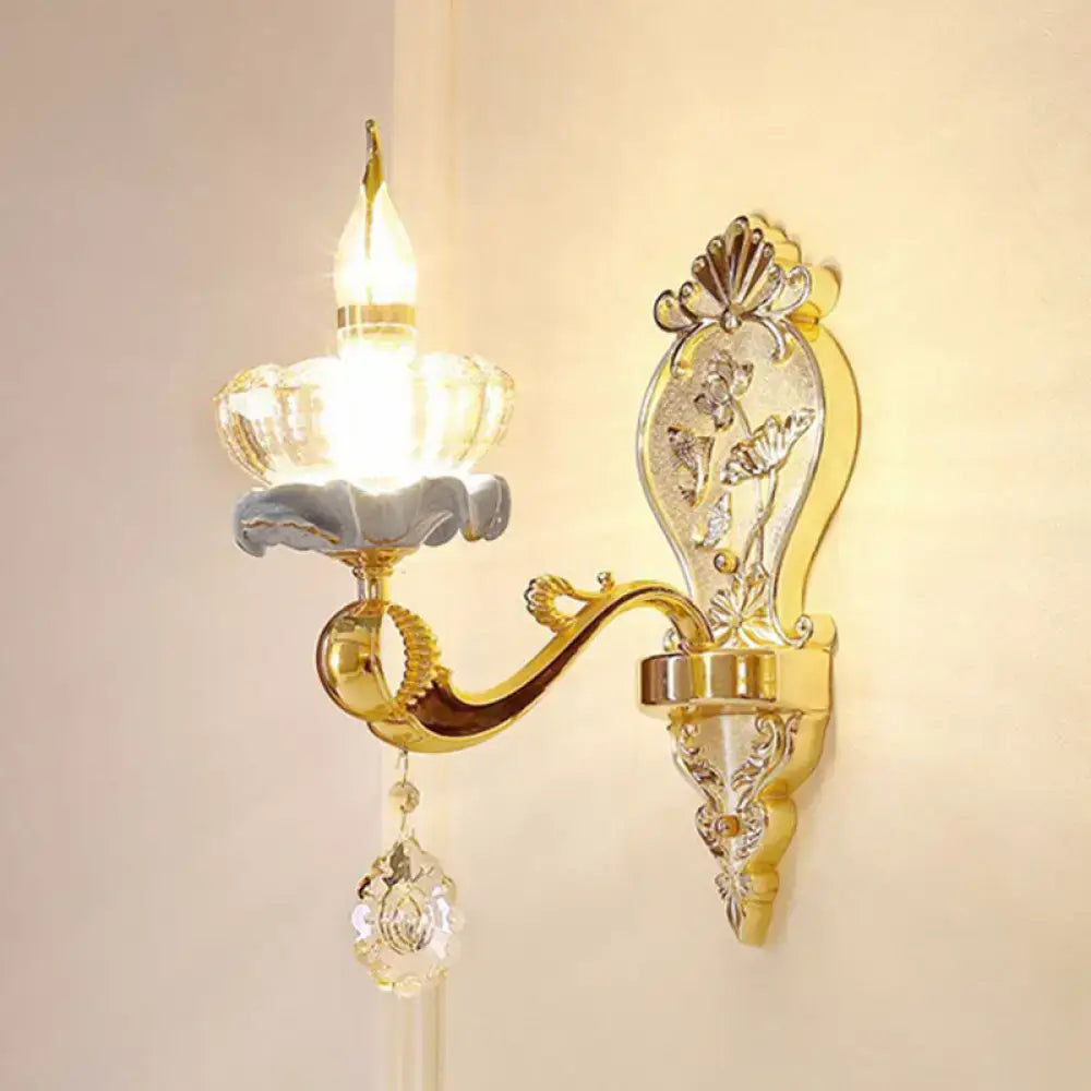 Modern gold crystal droplet wall mount light bedroom sconce by Decorbites on Tampa Home & Garden Store