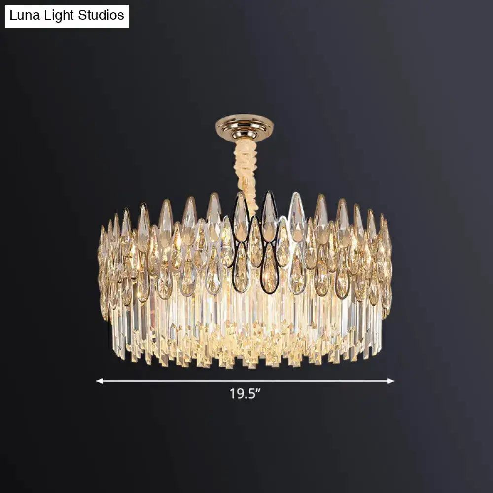 Modern gold crystal drum pendant light by Decorbites for living room Home & Garden on Tampa Home & Garden Store
