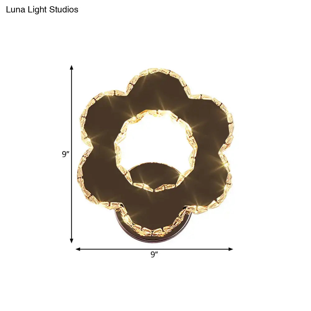 Gold crystal star flower wall sconce by Decorbites, 9-inch decorative wall light for home on Tampa Home & Garden Store