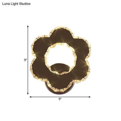 Gold crystal star flower wall sconce by Decorbites, 9-inch decorative wall light for home on Tampa Home & Garden Store