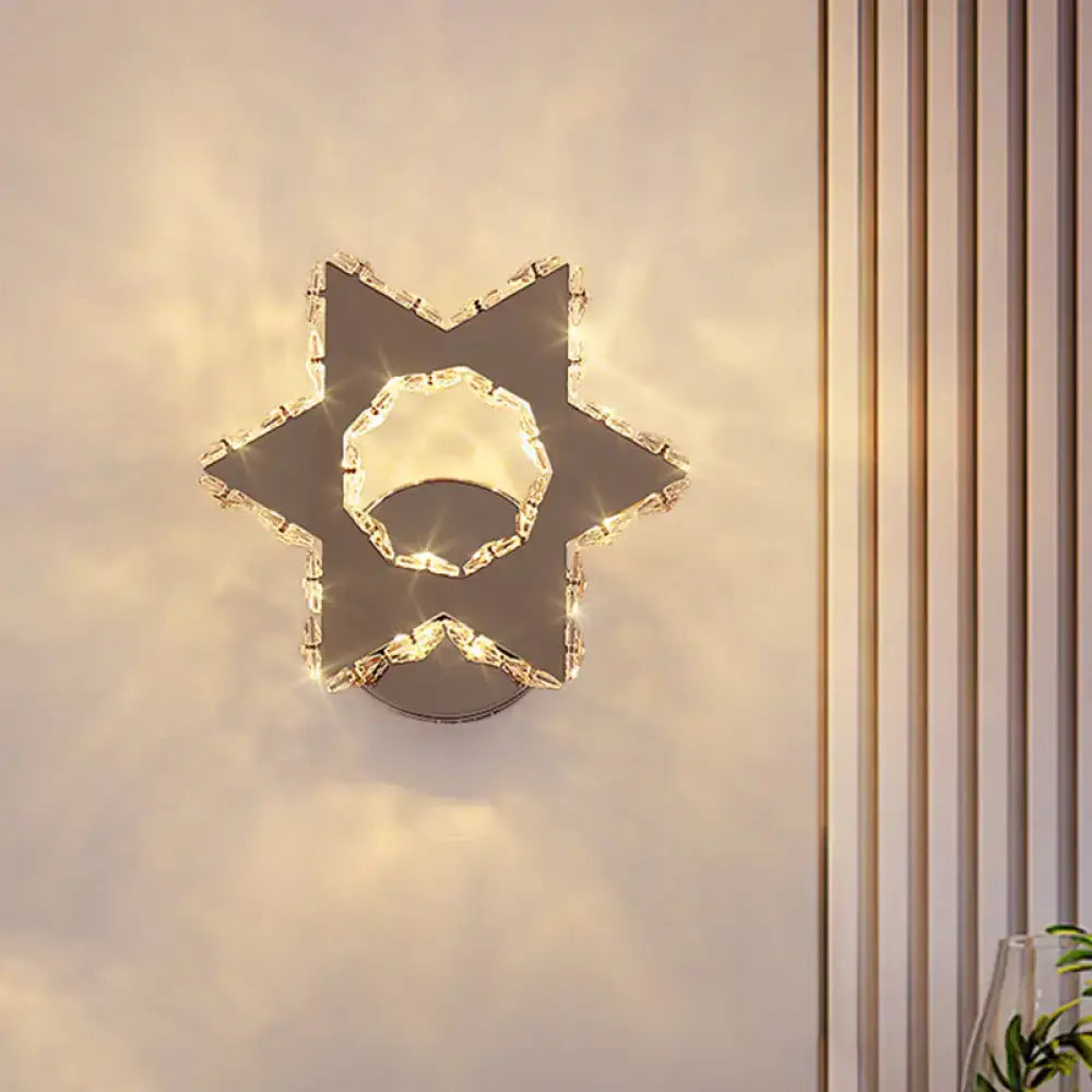 Gold Crystal Star Flower Wall Sconce by Decorbites, crystal-edged star bloom wall light on Tampa Home & Garden Store
