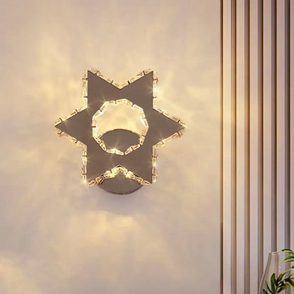 Gold Crystal Star Flower Wall Sconce by Decorbites, crystal-edged star bloom wall light on Tampa Home & Garden Store