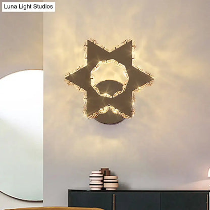 Gold crystal star flower wall sconce with ring halo, wall-mounted decorative lighting on Tampa Home & Garden Store