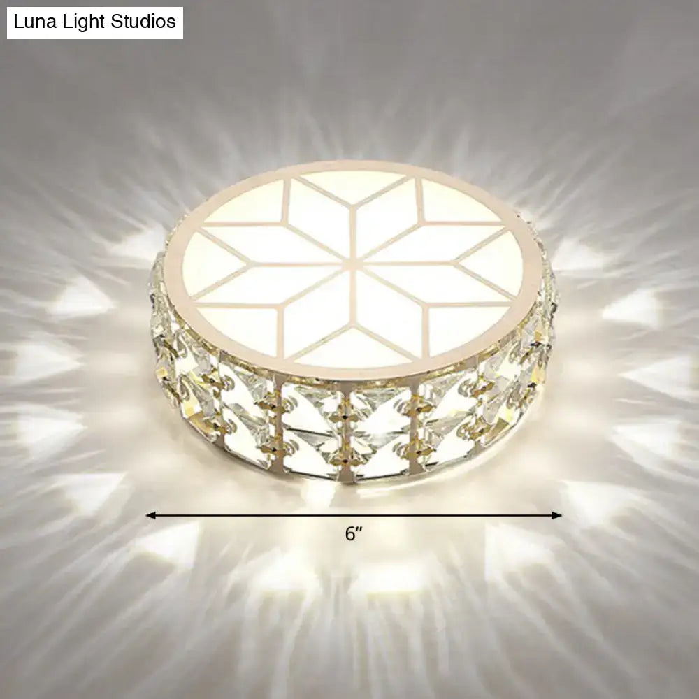Gold Crystal Flush Light by Decorbites, round 6in flush mount with crystal lattice design on Tampa Home & Garden Store