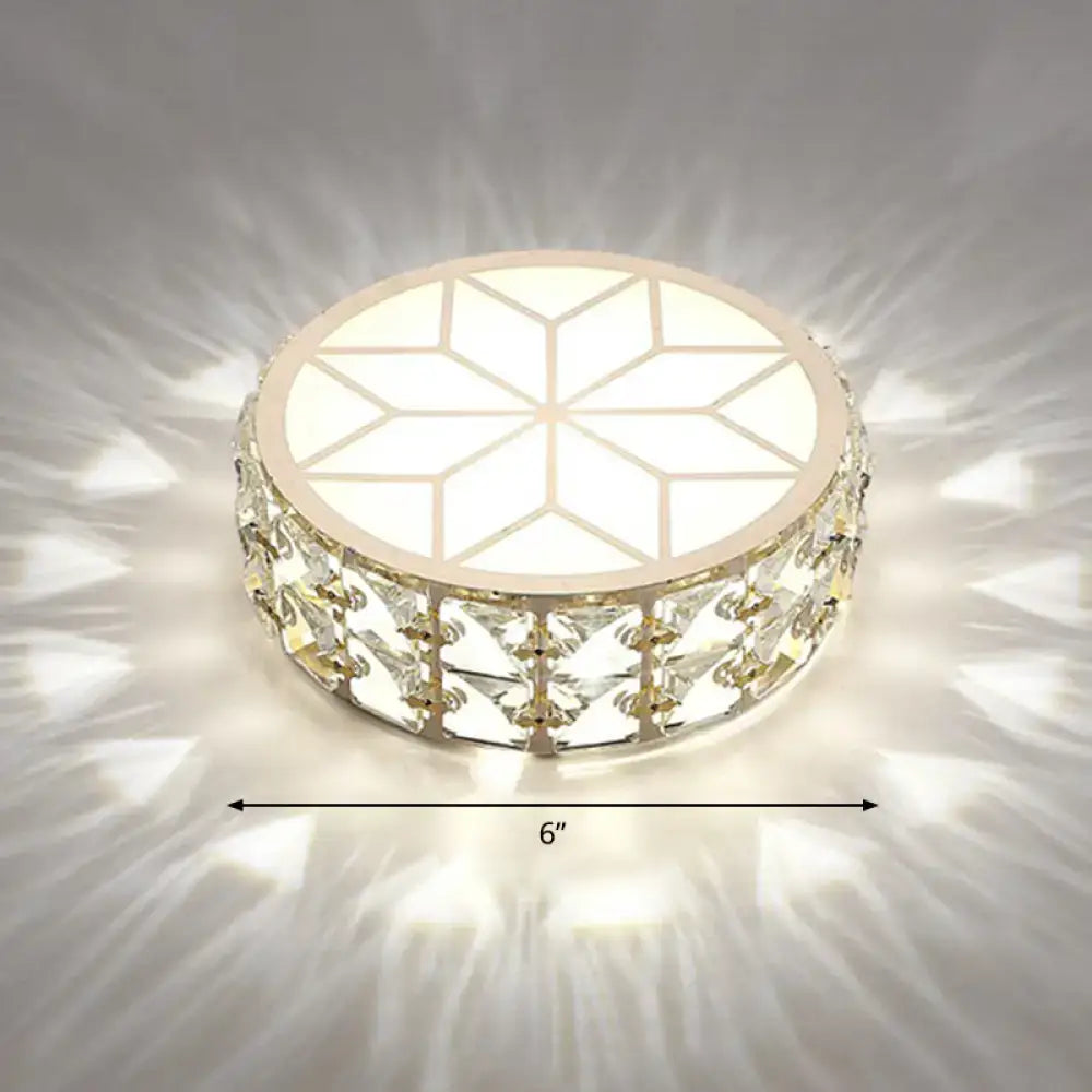 Gold Crystal Flush Light flush mount with crystal prisms and gold frame 6-inch diameter on Tampa Home & Garden Store