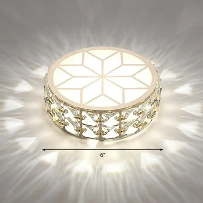 Gold Crystal Flush Light flush mount with crystal prisms and gold frame 6-inch diameter on Tampa Home & Garden Store