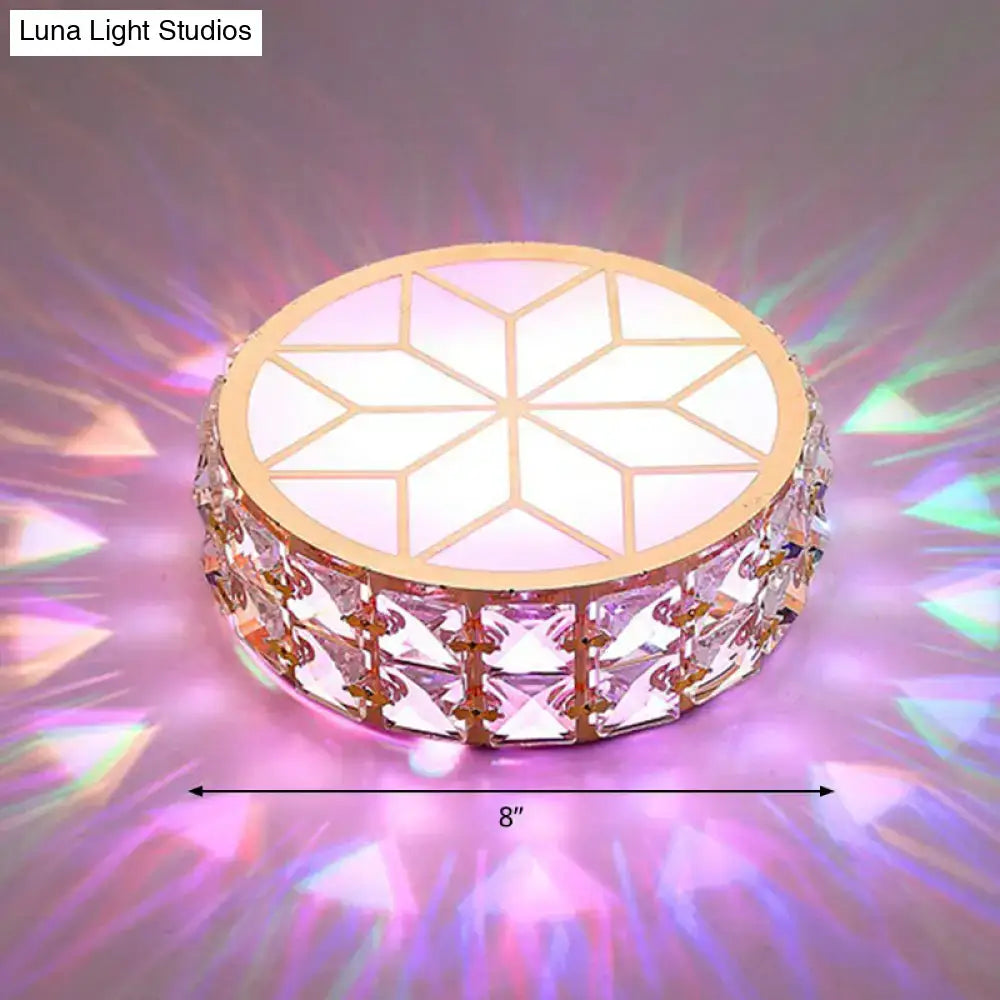 Gold Crystal Flush Light round flush mount with gold frame and crystal facets Decorbites on Tampa Home & Garden Store