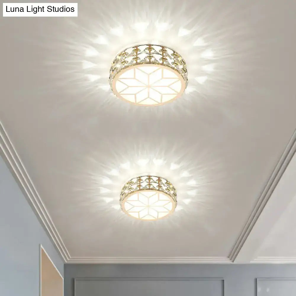 Gold Crystal Flush Light pair, gold finish flush mounts with crystal lattice design on Tampa Home & Garden Store
