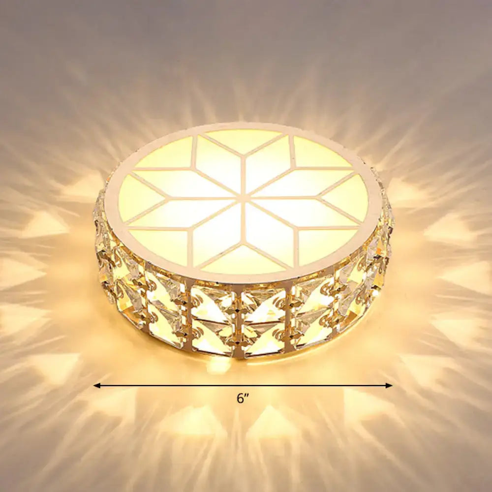 Gold Crystal Flush Light Decorbites round flush mount with crystal band warm glow 6in on Tampa Home & Garden Store