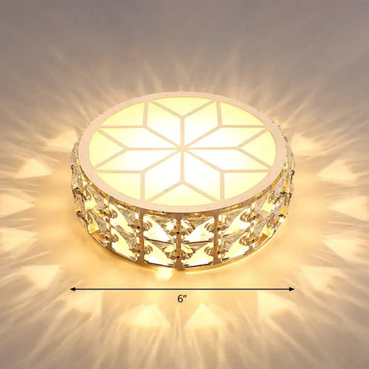 Gold Crystal Flush Light Decorbites round flush mount with crystal band warm glow 6in on Tampa Home & Garden Store