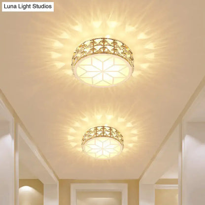 Gold Crystal Flush Light ceiling fixture, set of 2 with crystal bands, warm glow on Tampa Home & Garden Store