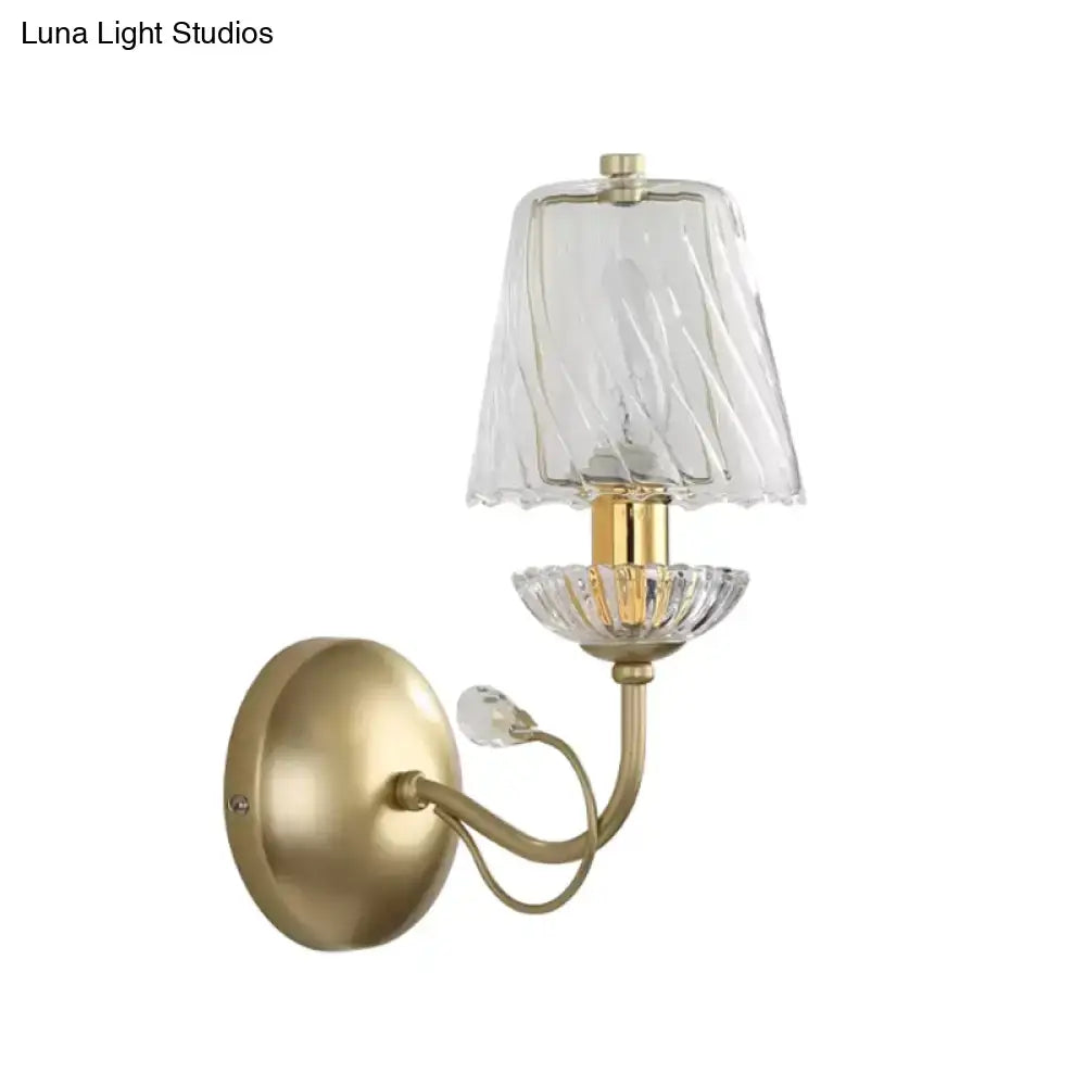 Gold Crystal Industrial Glow Wall Sconce with brass finish and crystal bowl accent Decorbites on Tampa Home & Garden Store