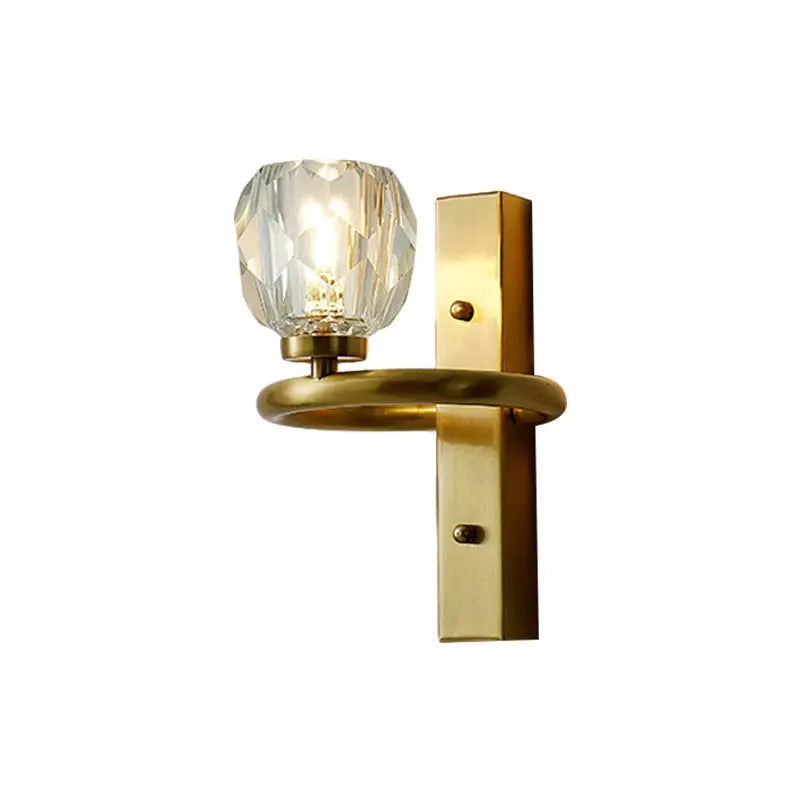 Gold crystal sphere hallway sconce brass wall-mount with decorative ring by Decorbites on Tampa Home & Garden Store