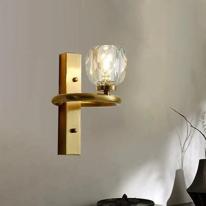 Gold crystal sphere hallway sconce brass wall mount Decorbites on Tampa Home & Garden Store