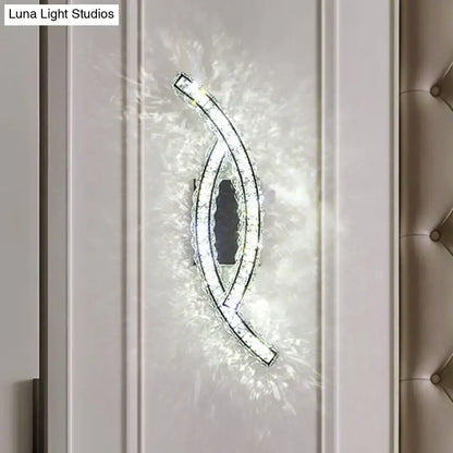 Gold crystal leaf sconce by Decorbites, curved crystal leaf design on glass panel wall light on Tampa Home & Garden Store