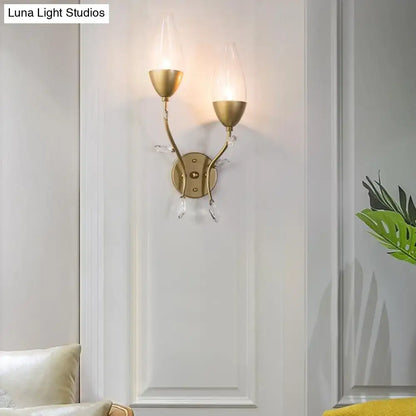 Gold crystal leaf design sconce with 1-2 lights by Decorbites, brass finish on Tampa Home & Garden Store