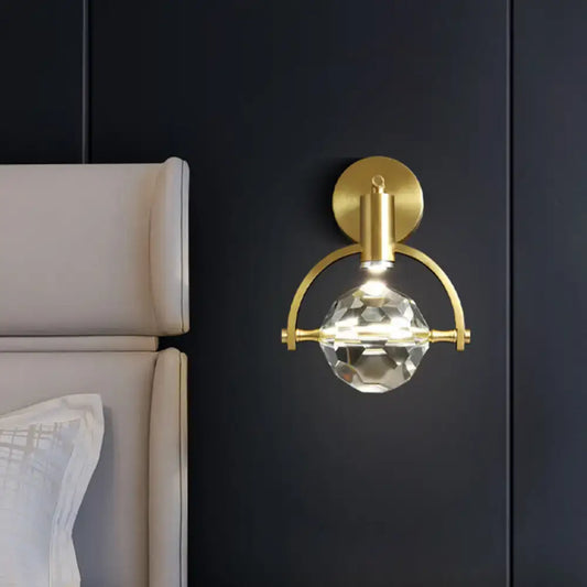 Translucent Crystal LED Wall Lamp with Modern Gold Finish and Beveled Design - Tampa Home & Garden Store