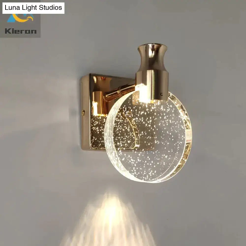 Gold Three Globe Wall Light by Decorbites with brass backplate and speckled glass globe on Tampa Home & Garden Store