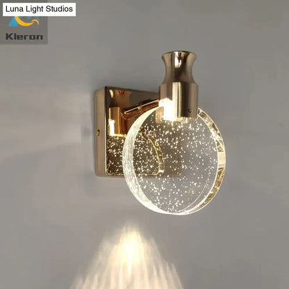 Gold Three Globe Wall Light by Decorbites with brass backplate and speckled glass globe on Tampa Home & Garden Store