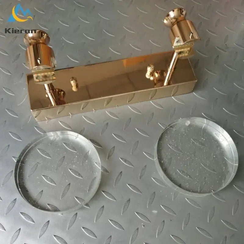 Gold Three Globe Wall Light brass finish with rectangular backplate and two candle sockets on Tampa Home & Garden Store