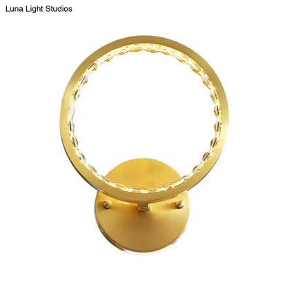 Gold crystal warm LED wall sconce, circular gold ring with crystal edge by Decorbites on Tampa Home & Garden Store
