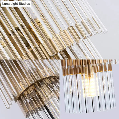 Modern Gold Crystal Rod Wall Lamp Tiered Lights