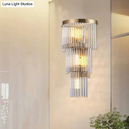 Modern Gold Crystal Rod Wall Lamp Tiered Lights