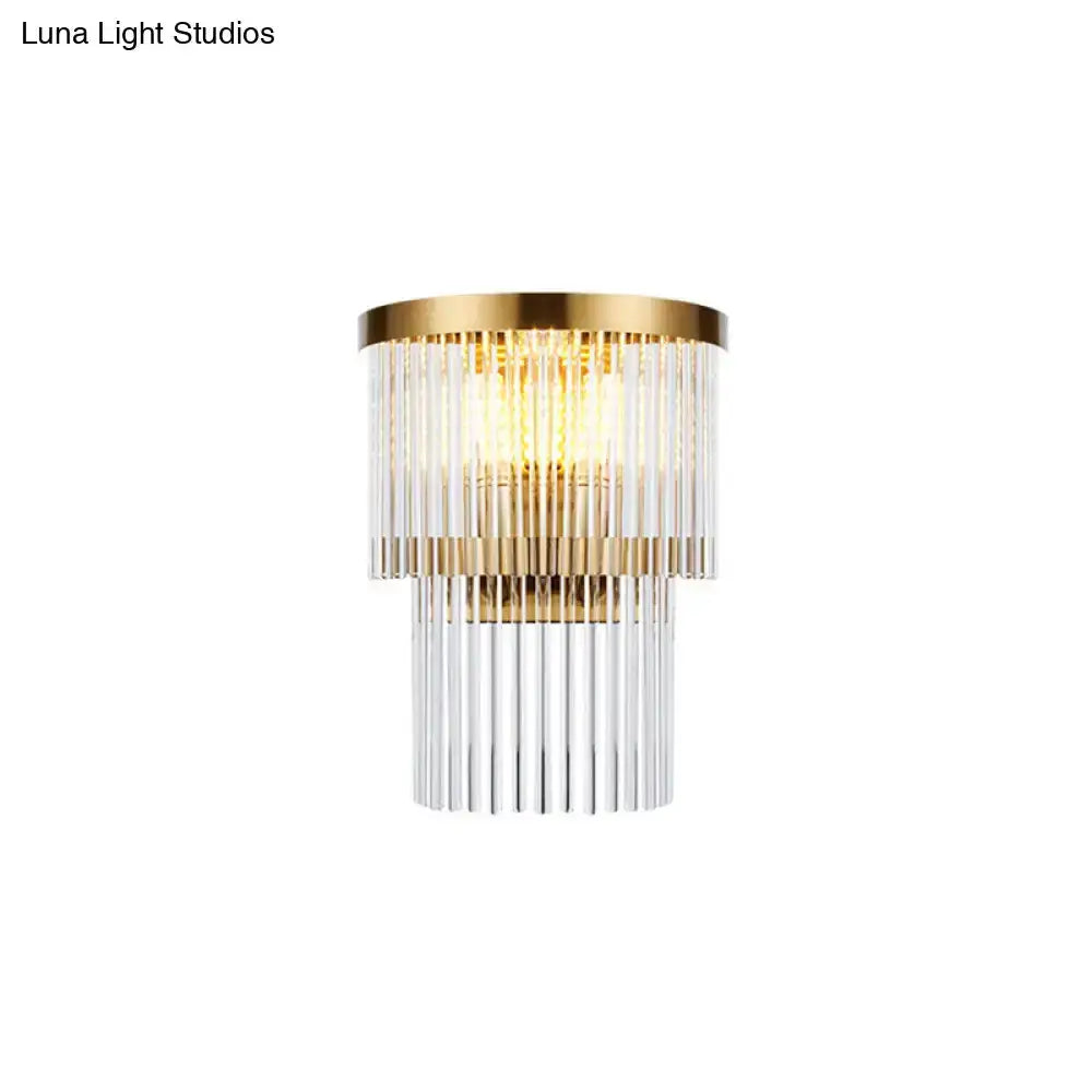 Modern Gold Crystal Rod Wall Lamp Tiered Lights