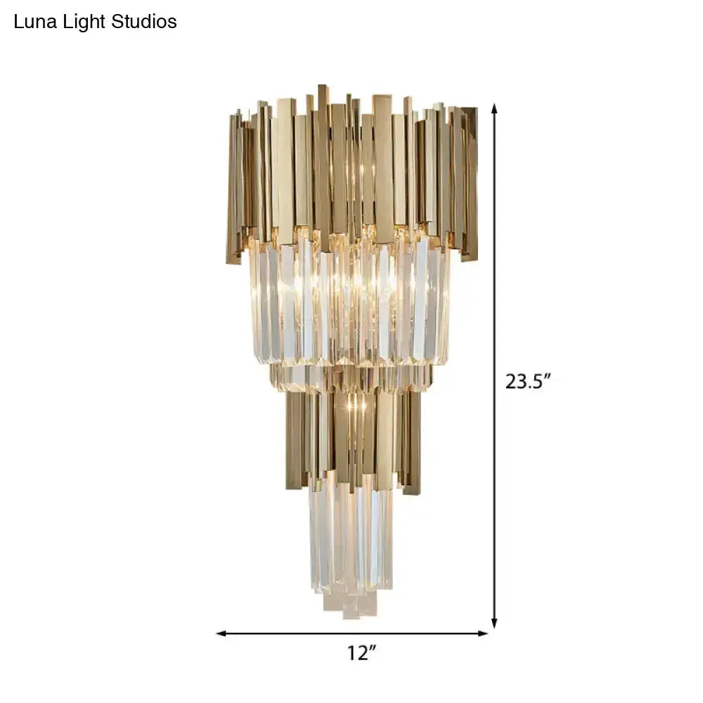 Gold Crystal Sconce Light for Bedroom Wall Lamp