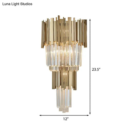 Gold Crystal Sconce Light for Bedroom Wall Lamp