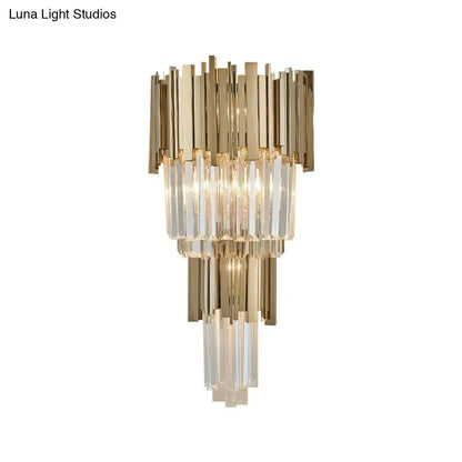 Gold Crystal Sconce Light for Bedroom Wall Lamp