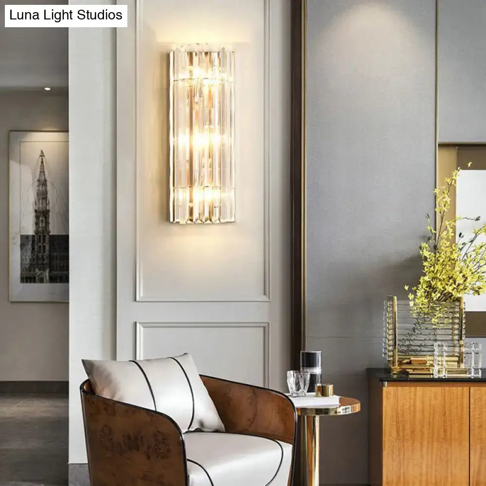 Gold Crystal Dining Area Wall Sconce with gold finish and vertical crystal panels on Tampa Home & Garden Store