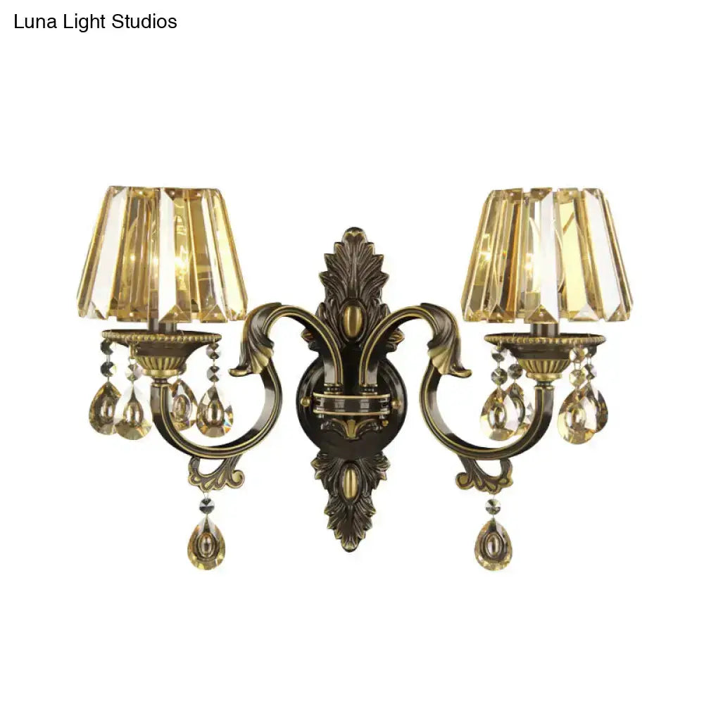 Modern gold crystal teardrop sconce set by Decorbites, 2-arm brass finish with crystals on Tampa Home & Garden Store