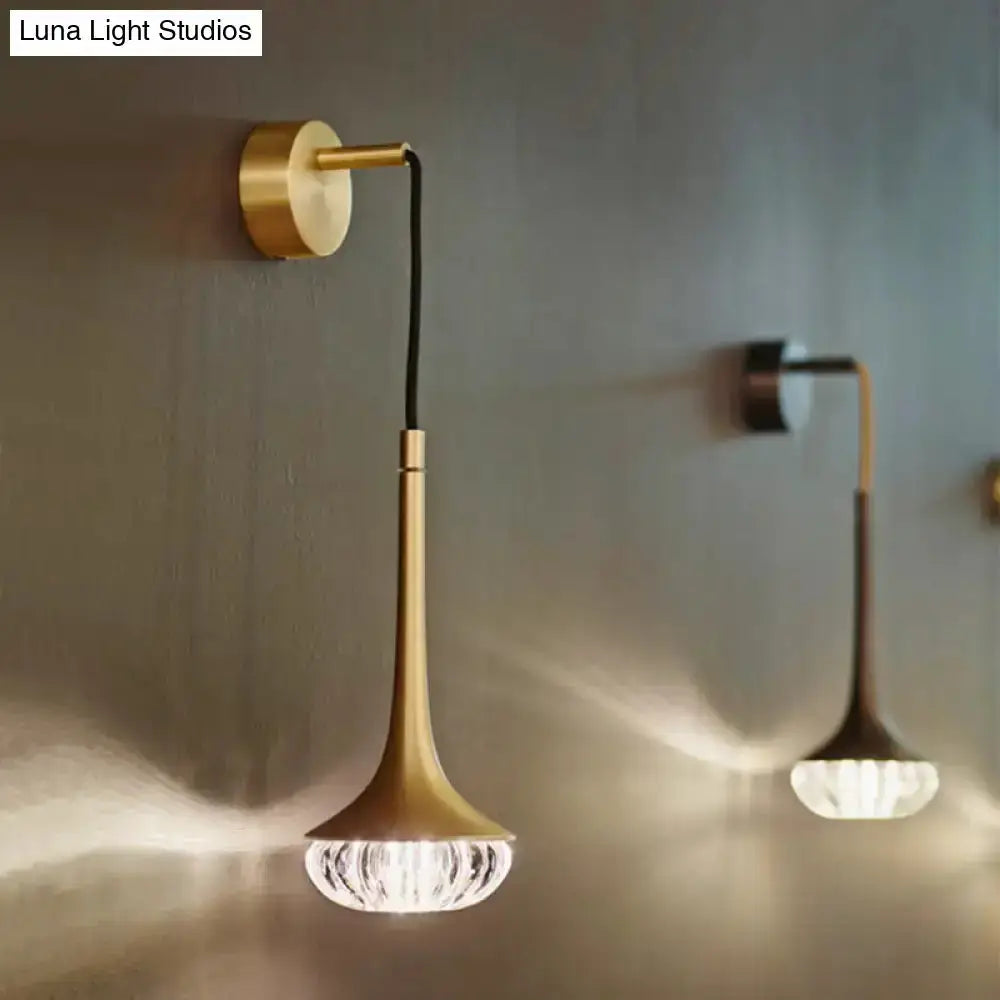 Pair of modern gold crystal teardrop wall lamps LED fixture by Decorbites for bedroom on Tampa Home & Garden Store