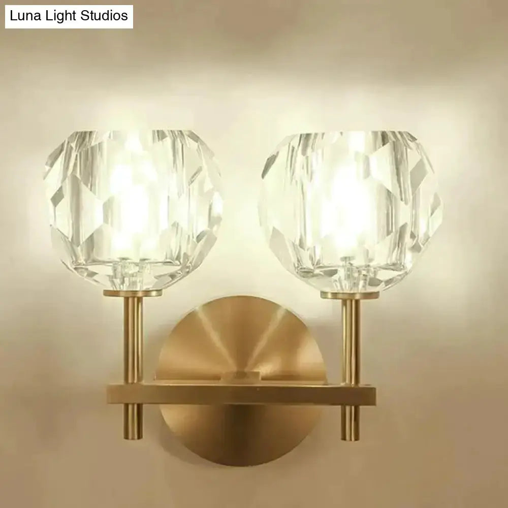 Modern Gold Crystal Wall Lamp Globe Sconce