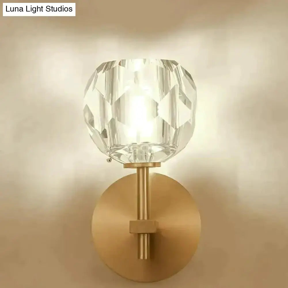 Modern Gold Crystal Wall Lamp Globe Sconce