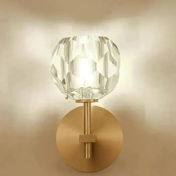 Modern Gold Crystal Wall Lamp Globe Sconce