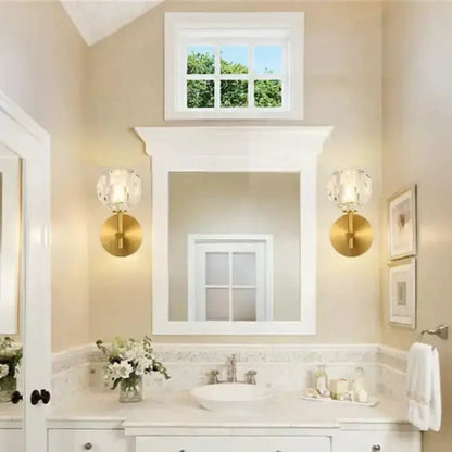Modern Gold Crystal Wall Lamp Globe Sconce