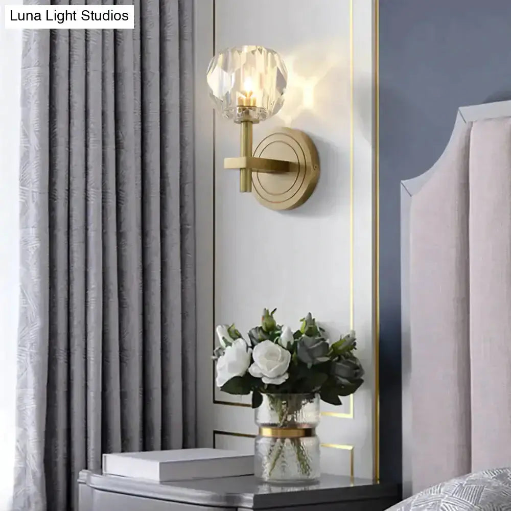 Modern Gold Crystal Wall Lamp Globe Sconce
